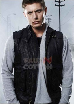 Supernatural Jensen Ackles Black Leather Vest